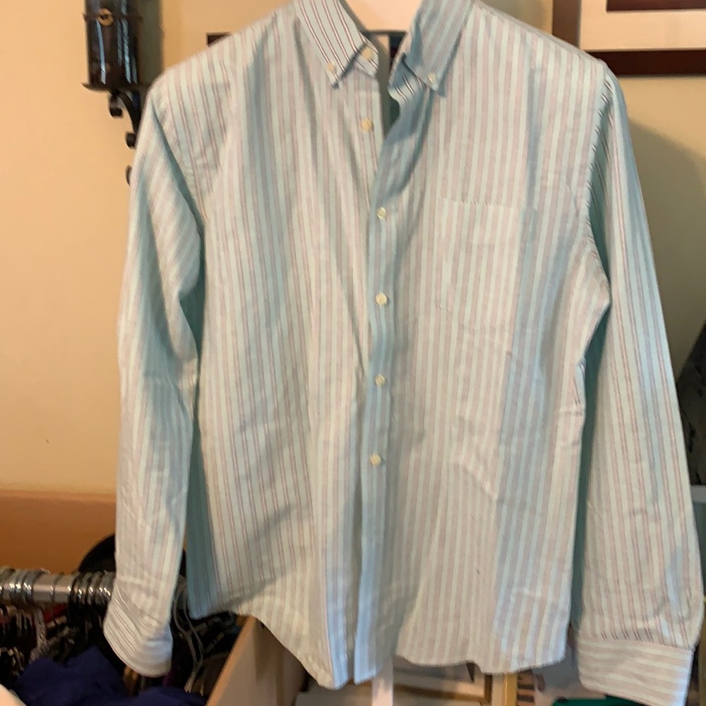 Men’s striped  long sleeved button down shirt